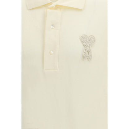 Ami Paris Beige Cotton Polo Shirt