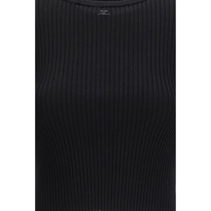 Courrèges Black Viscose T-Shirt