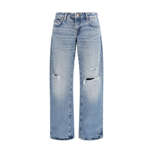 7FOR Blue Cotton Straight-Leg Jeans