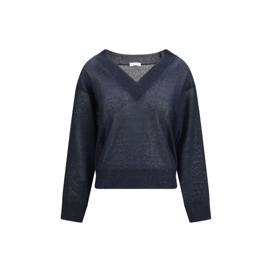 Brunello Cucinelli Blue Linen Sweatshirt