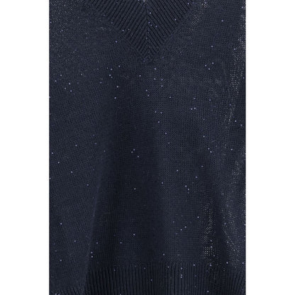 Brunello Cucinelli Blue Linen Sweatshirt