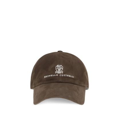 Brunello Cucinelli Brown Calf Leather Bos Taurus Cap (Baseball Hat)