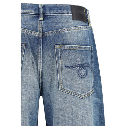R13 Blue Cotton Relaxed Fit Jeans