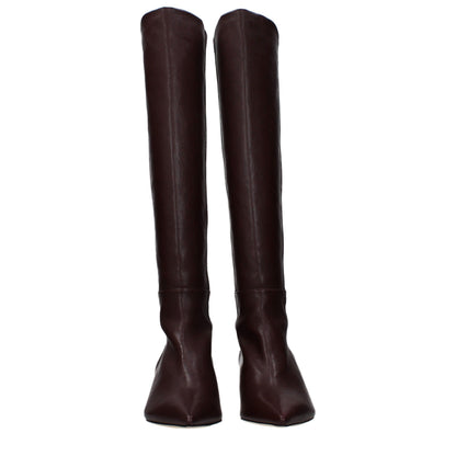 Stuart Weitzman Red Leather High Heel Boots