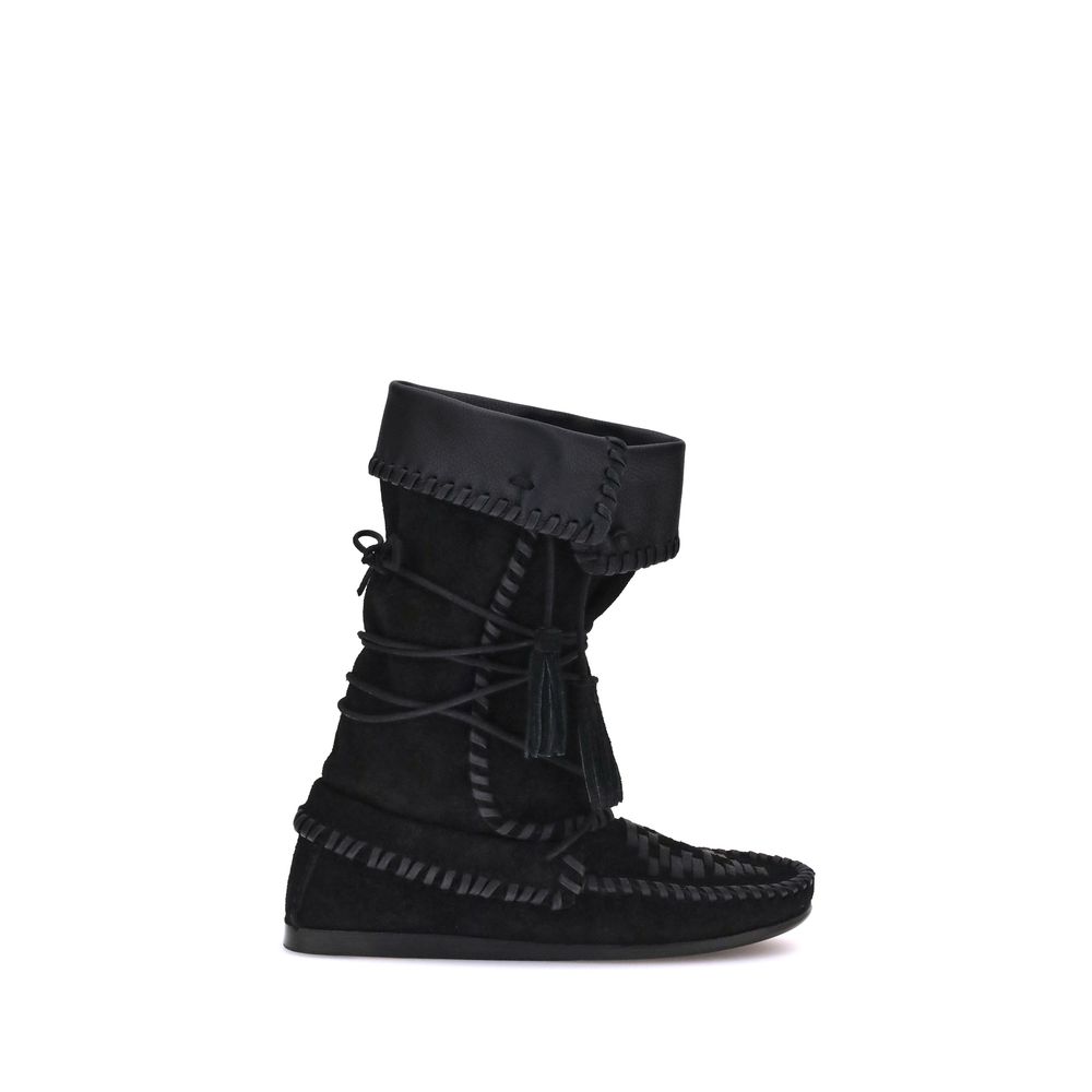 Isabel Marant Black Calf Leather Bos Taurus Lace-Up Boots