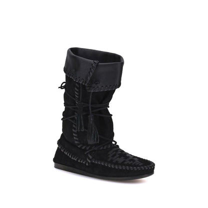 Isabel Marant Black Calf Leather Bos Taurus Lace-Up Boots