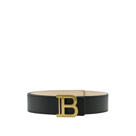 Balmain Black Leather Regular Belt