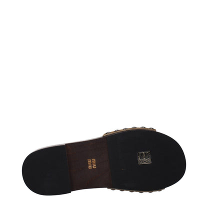 Miu Miu Brown Leather Slippers