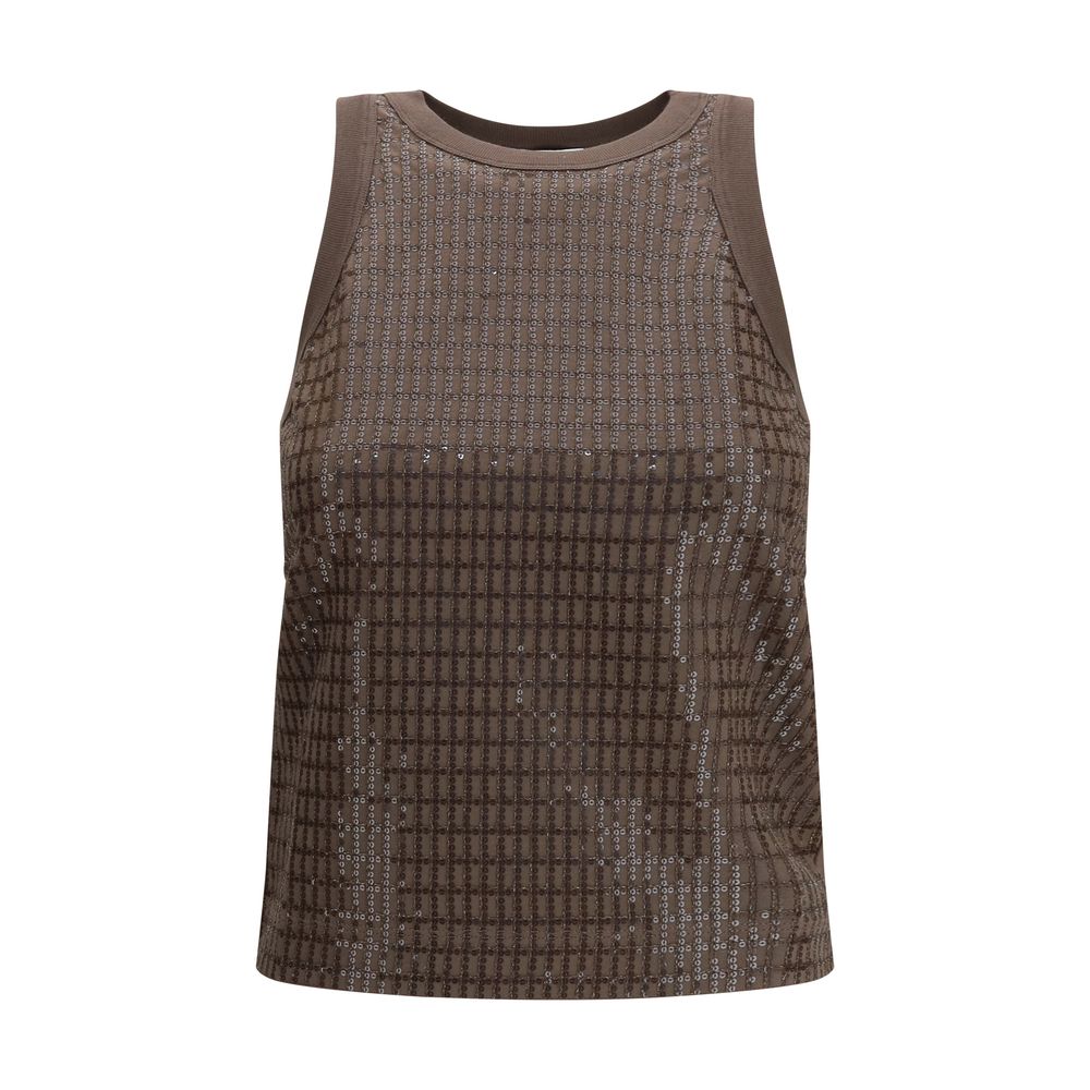 Brunello Cucinelli Brown Cotton Tank Tops