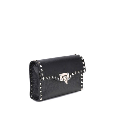 Valentino Garavani Black Calf Leather Bos Taurus Shoulder Bag