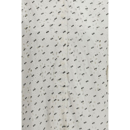 GCDS White Cotton Pattern Shirt