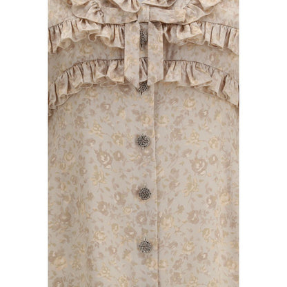 Alessandra Rich Beige Silk Casual Dress