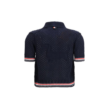 Thom Browne Blue Cotton Cardigan