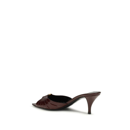 Saint Laurent Bordeaux Calf Leather Bos Taurus Stiletto Heel Sandals