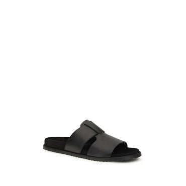 Dolce & Gabbana Black Calf Leather Bos Taurus Sandals