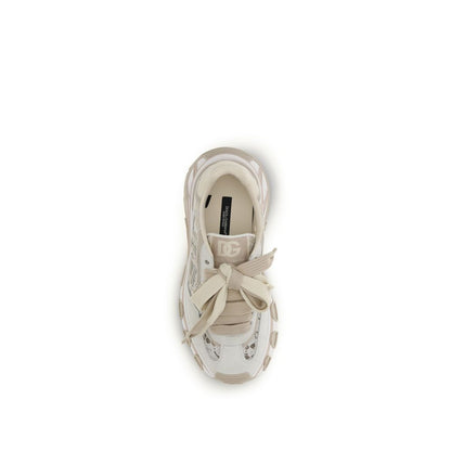 Dolce & Gabbana Beige Calf Leather Bos Taurus Low Top Sneakers