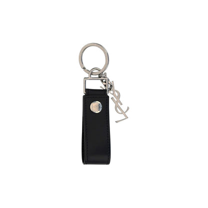 Saint Laurent Black Calf Leather Bos Taurus Keychain