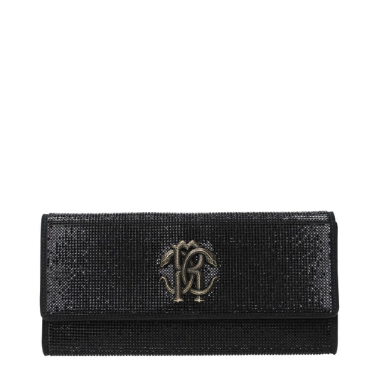 Roberto Cavalli Black Leather Clutch Bag