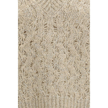 Brunello Cucinelli Beige Silk Sleeveles Sweater