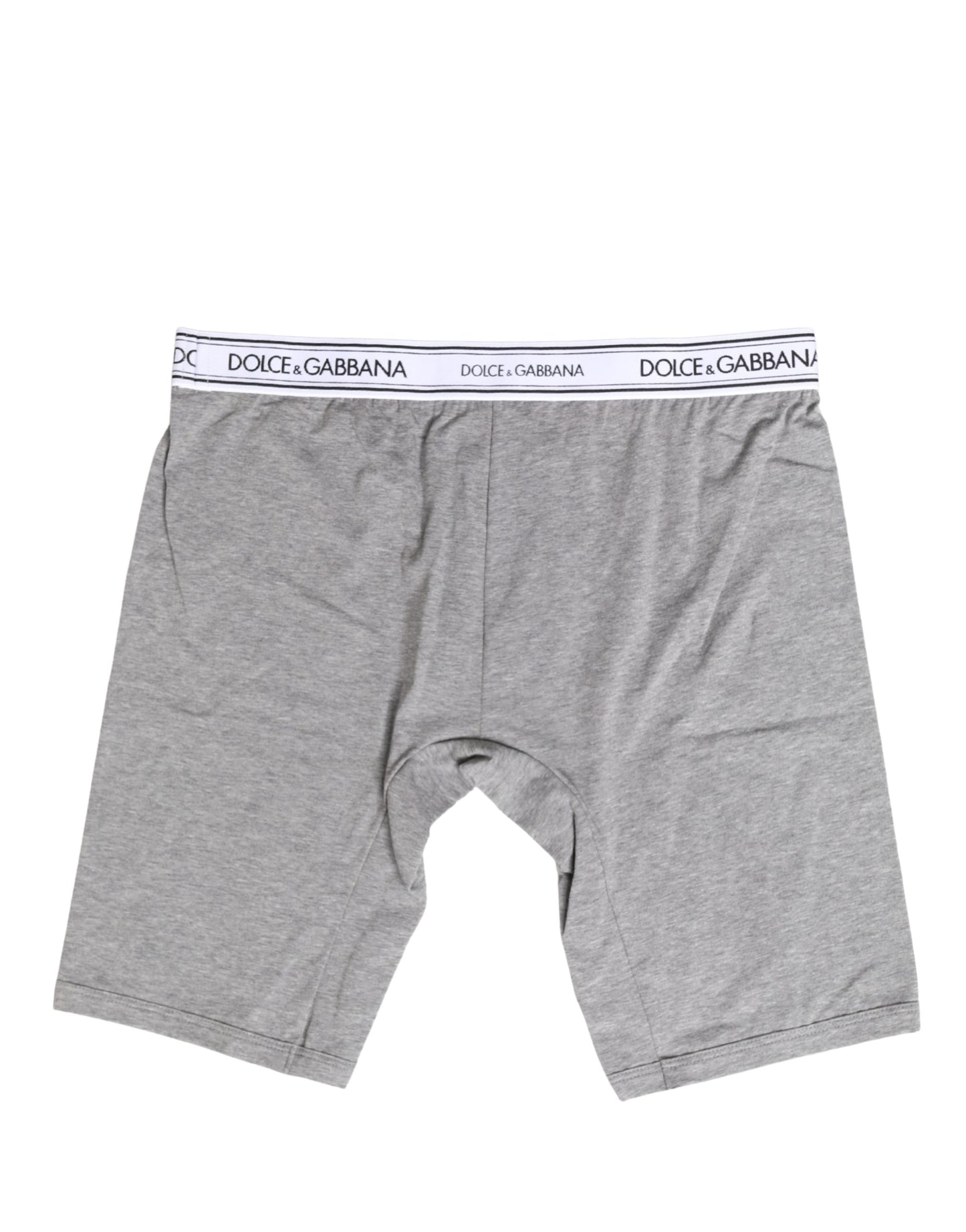 Dolce & Gabbana Gray Cotton Logo Waistband Midi Boxer Underwear