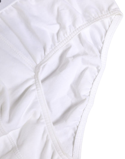 Dolce & Gabbana White Logo Waistband Cotton Men Briefs Underwear