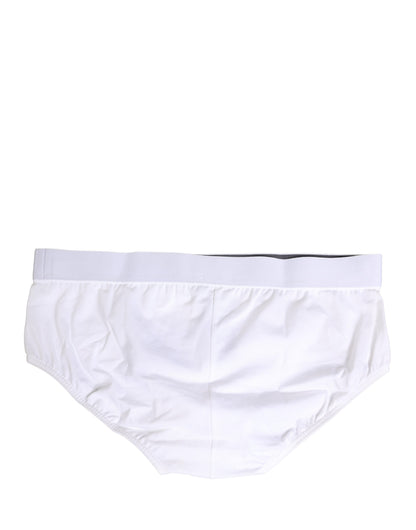 Dolce & Gabbana White Logo Waistband Cotton Men Briefs Underwear
