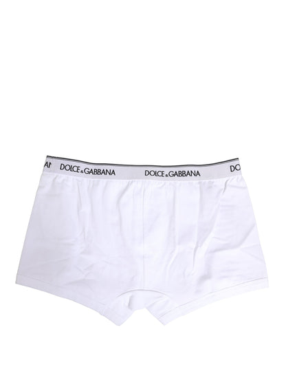 Dolce & Gabbana White Logo Waistband Cotton Boxer Underwear