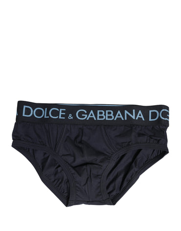 Dolce & Gabbana Dark Blue Logo Waistband Men Briefs Underwear