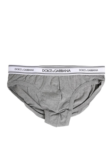 Dolce & Gabbana Gray Logo Waistband Men Midi Brief Underwear