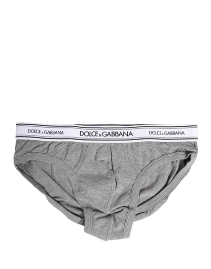 Dolce & Gabbana Gray Logo Waistband Men Midi Brief Underwear