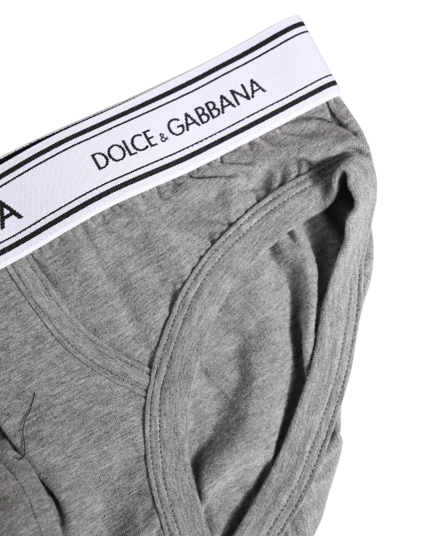 Dolce & Gabbana Gray Logo Waistband Men Midi Brief Underwear