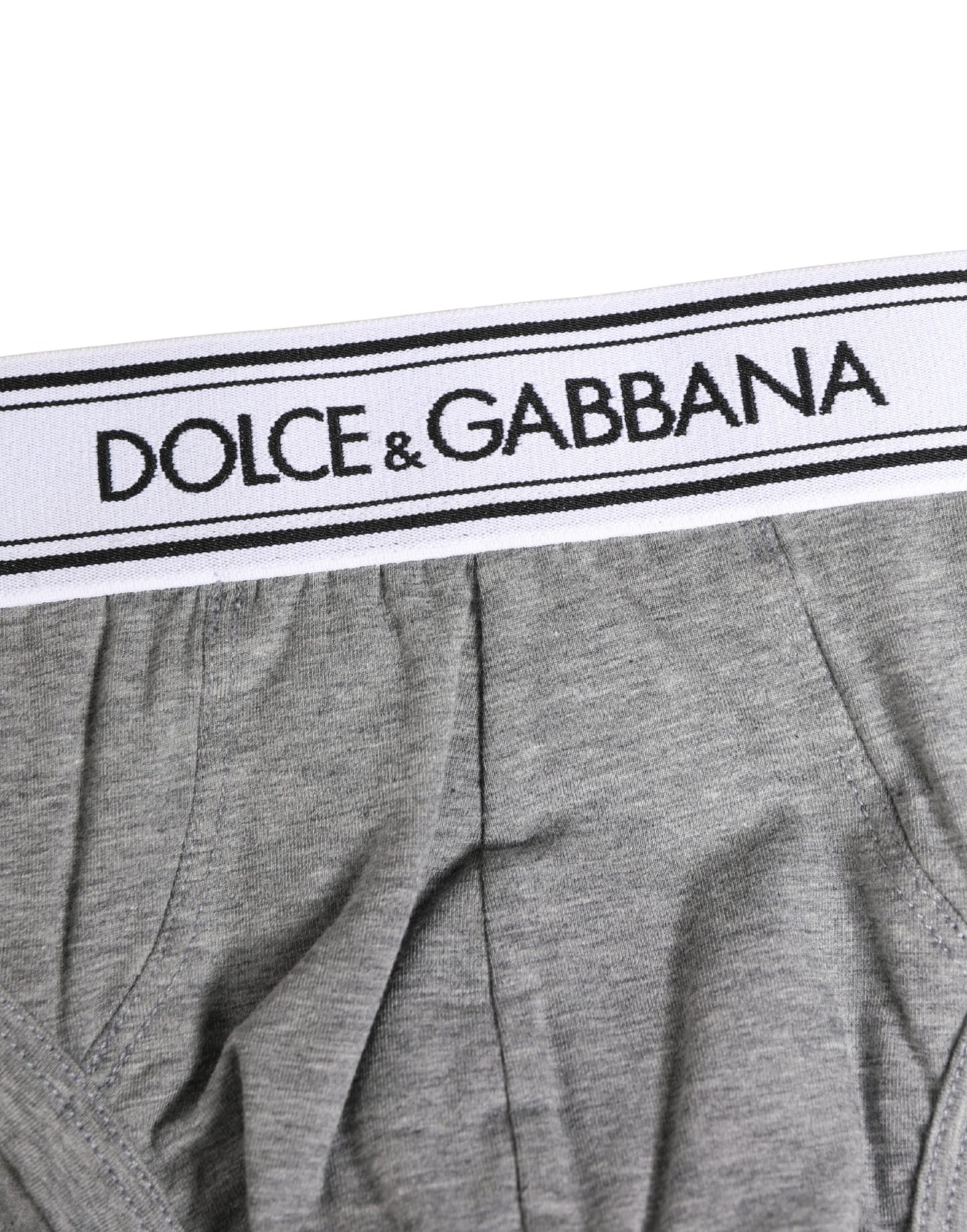 Dolce & Gabbana Gray Logo Waistband Men Midi Brief Underwear