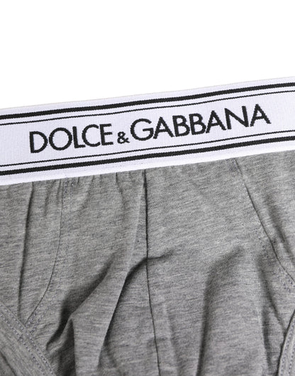 Dolce & Gabbana Gray Logo Waistband Men Midi Brief Underwear