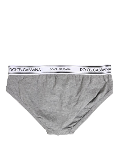 Dolce & Gabbana Gray Logo Waistband Men Midi Brief Underwear