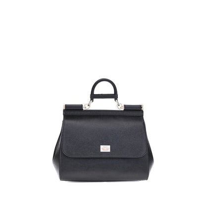 Dolce & Gabbana Black Calf Leather Bos Taurus Handbag