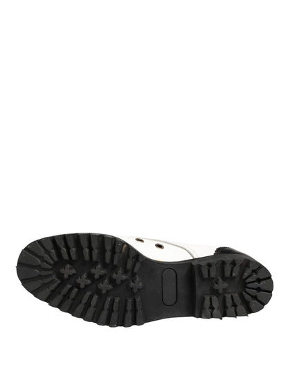 Cesare Paciotti Black White Leather Derby Shoes