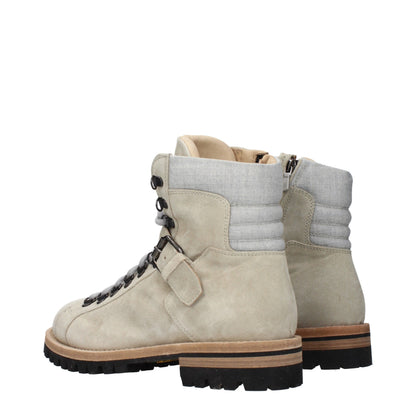 Eleventy Beige Leather Ankle Boots