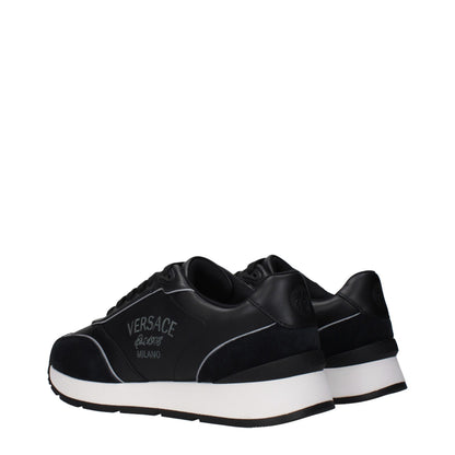 Versace Black Leather Low Top Sneakers