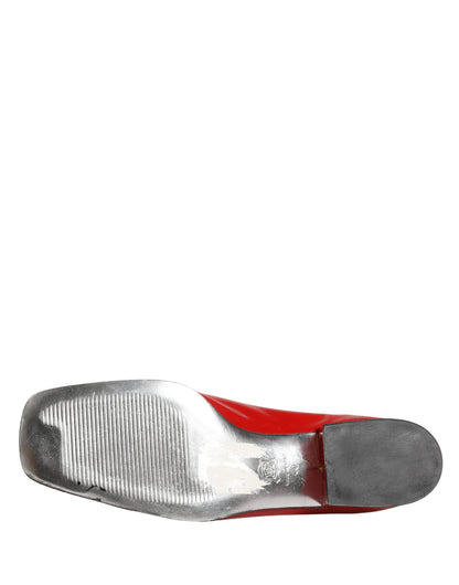 Dolce & Gabbana Red Patent Leather Moccasin Slip On Shoes