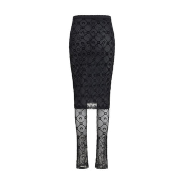 Marine Serre Black Recycled Polyamide Midi Skirt