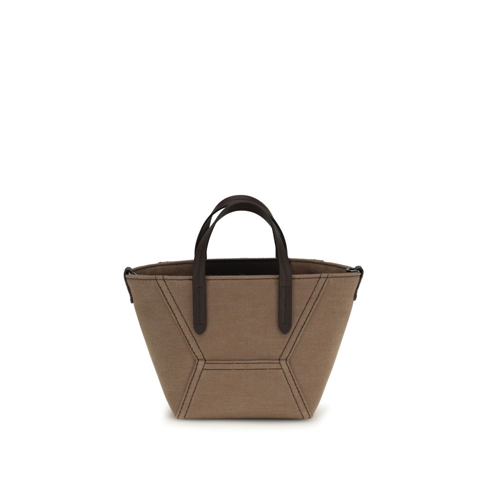 Brunello Cucinelli Beige Fabric Handbag