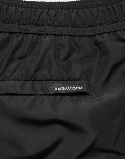 Dolce & Gabbana Black Polyester Elastic Waist Shorts Swimwear