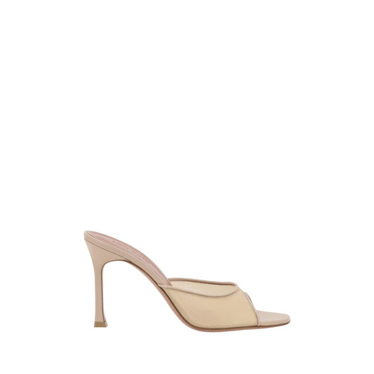 Amina Muaddi Beige Nylon Slippers