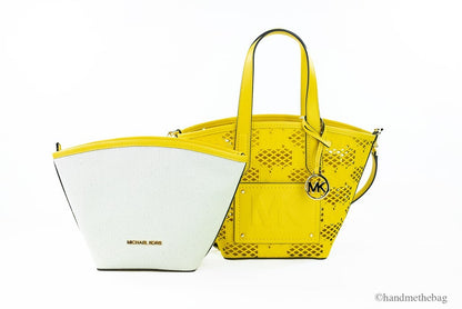 Michael Kors Kimber Small Daffodil Leather 2-In-1 Zip Tote Messenger Bag Purse