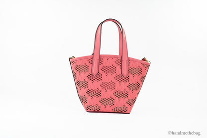 Michael Kors Kimber Small Tea Rose Leather 2-In-1 Zip Tote Messenger Bag Purse