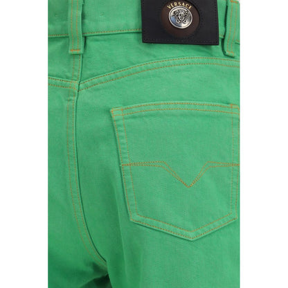 Versace Bicolor Cotton Cropped Jeans