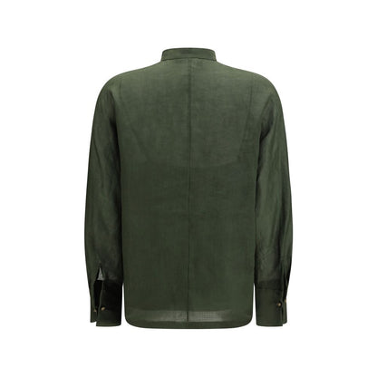 Max Mara Bicolor Ramie Dress Shirt