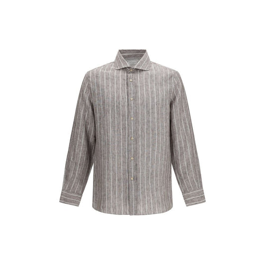 Brunello Cucinelli Beige Linen Dress Shirt