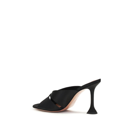 Amina Muaddi Black Silk Sandals