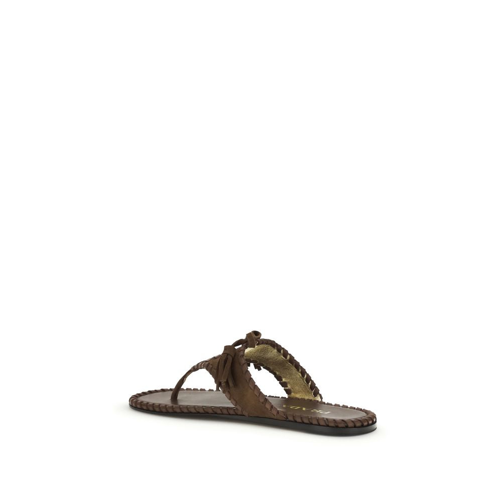 Prada Brown Calf Leather Bos Taurus Sandals